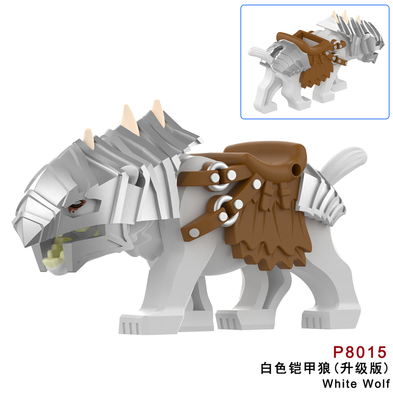 MOC Minifigures Medieval Lord-Ring-Wolf Mount Armor Sauron, Dark Wolf Elf, White Wolf, Gray Wolf Mini figure  Assembling Toy Building Blocks Bricks Toys For Kids gifts