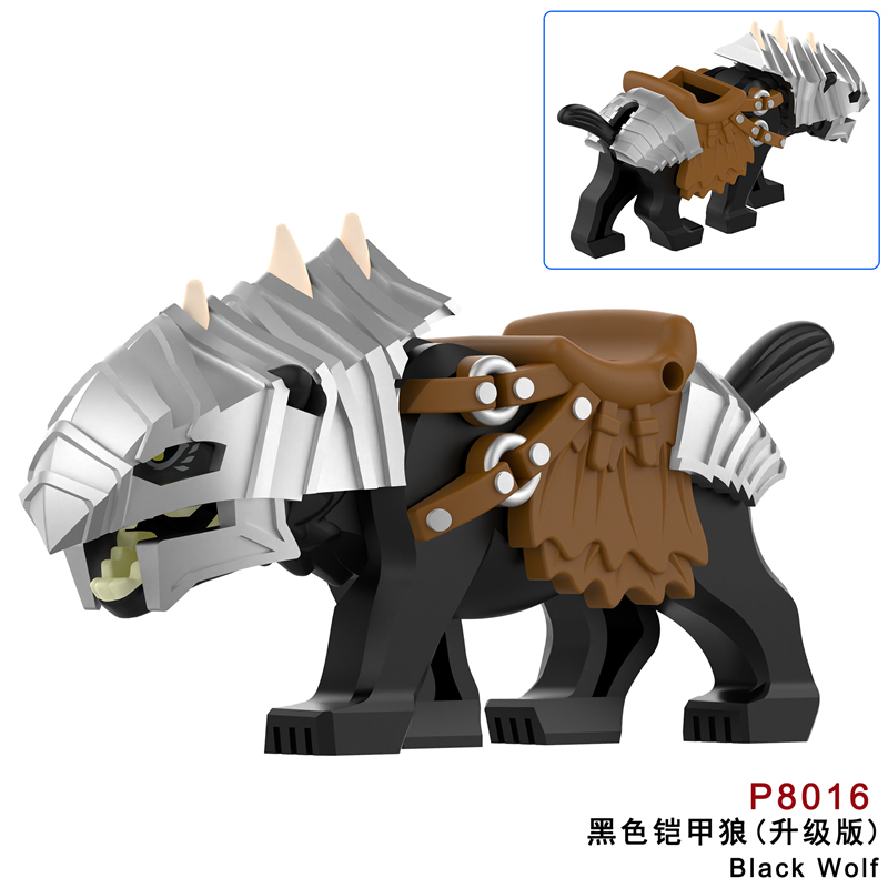 MOC Minifigures Medieval Lord-Ring-Wolf Mount Armor Sauron, Dark Wolf Elf, White Wolf, Gray Wolf Mini figure  Assembling Toy Building Blocks Bricks Toys For Kids gifts