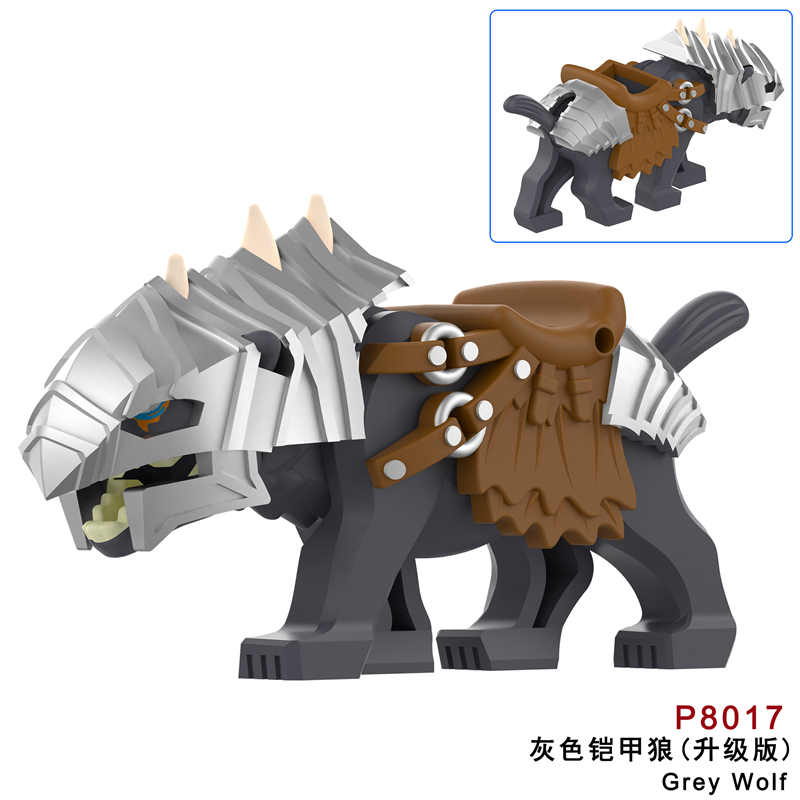 MOC Minifigures Medieval Lord-Ring-Wolf Mount Armor Sauron, Dark Wolf Elf, White Wolf, Gray Wolf Mini figure  Assembling Toy Building Blocks Bricks Toys For Kids gifts