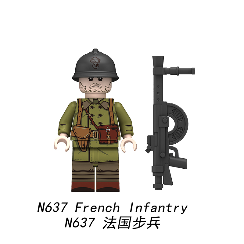 Military World War II French Infantry Motorcycle Soldier Dragoon Regiment Minifigures,Assembled Building Blocks, Compatible with Lego,N637-640 Military World War II French Infantry Motorcycle Soldier Dragoon Regiment Minifigures,Assembled Building Blocks, Compatible with Lego,N637-640