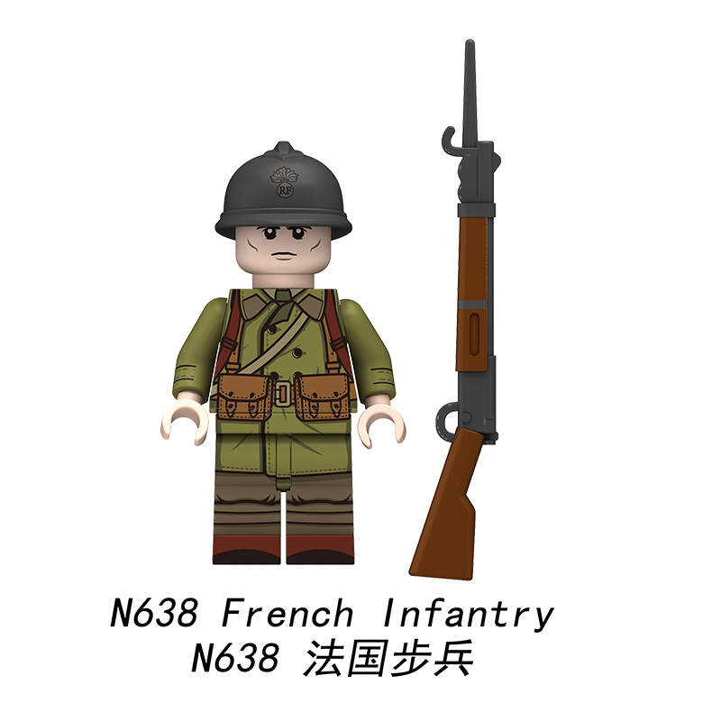 Military World War II French Infantry Motorcycle Soldier Dragoon Regiment Minifigures,Assembled Building Blocks, Compatible with Lego,N637-640 Military World War II French Infantry Motorcycle Soldier Dragoon Regiment Minifigures,Assembled Building Blocks, Compatible with Lego,N637-640