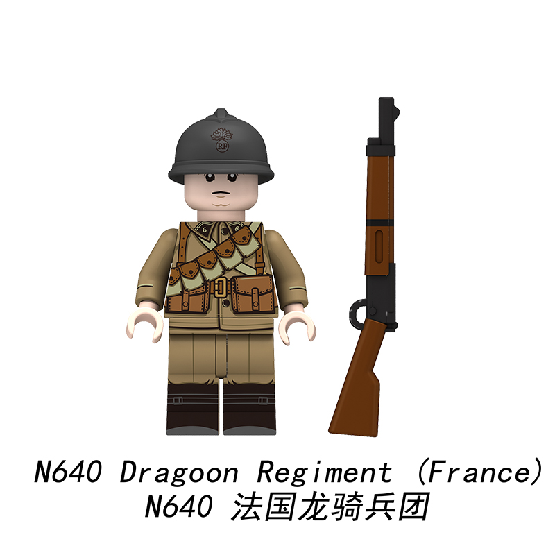Military World War II French Infantry Motorcycle Soldier Dragoon Regiment Minifigures,Assembled Building Blocks, Compatible with Lego,N637-640 Military World War II French Infantry Motorcycle Soldier Dragoon Regiment Minifigures,Assembled Building Blocks, Compatible with Lego,N637-640