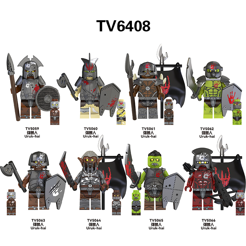 TV6408 MOC Lord of the Rings series  minifigures,Orcs, Uruk-Octos,Elf King，Gandalf building blocks compatible with Lego