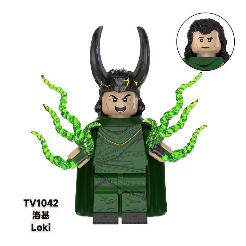 TV6206 Superhero Block Minifigures, Marvel superheroes Loki and Iron Man, building blocks compatible with Lego TV6206 Superhero Block Minifigures, Marvel superheroes Loki and Iron Man, building blocks compatible with Lego
