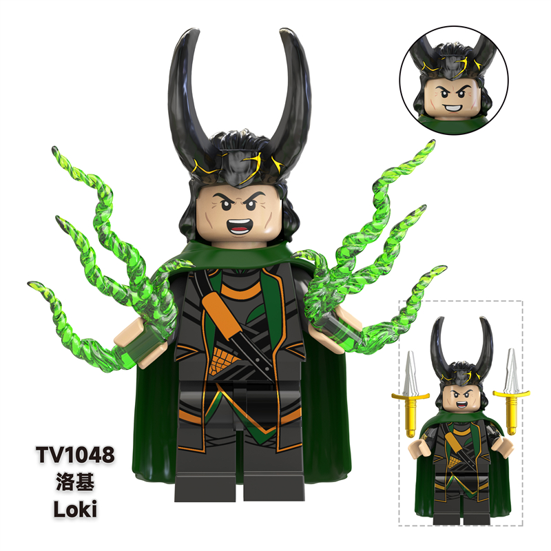 TV6206 Superhero Block Minifigures, Marvel superheroes Loki and Iron Man, building blocks compatible with Lego TV6206 Superhero Block Minifigures, Marvel superheroes Loki and Iron Man, building blocks compatible with Lego