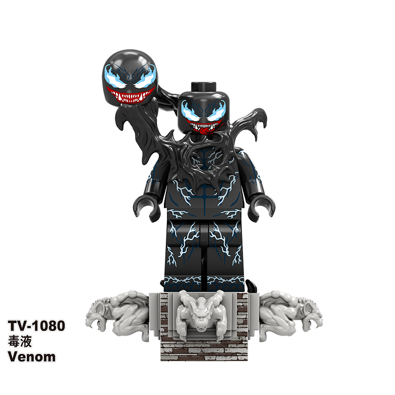 TV6210 Superhero Block Minifigures, Villain Venom Eddie Brock, Symbiotic Volume Wooden Man
