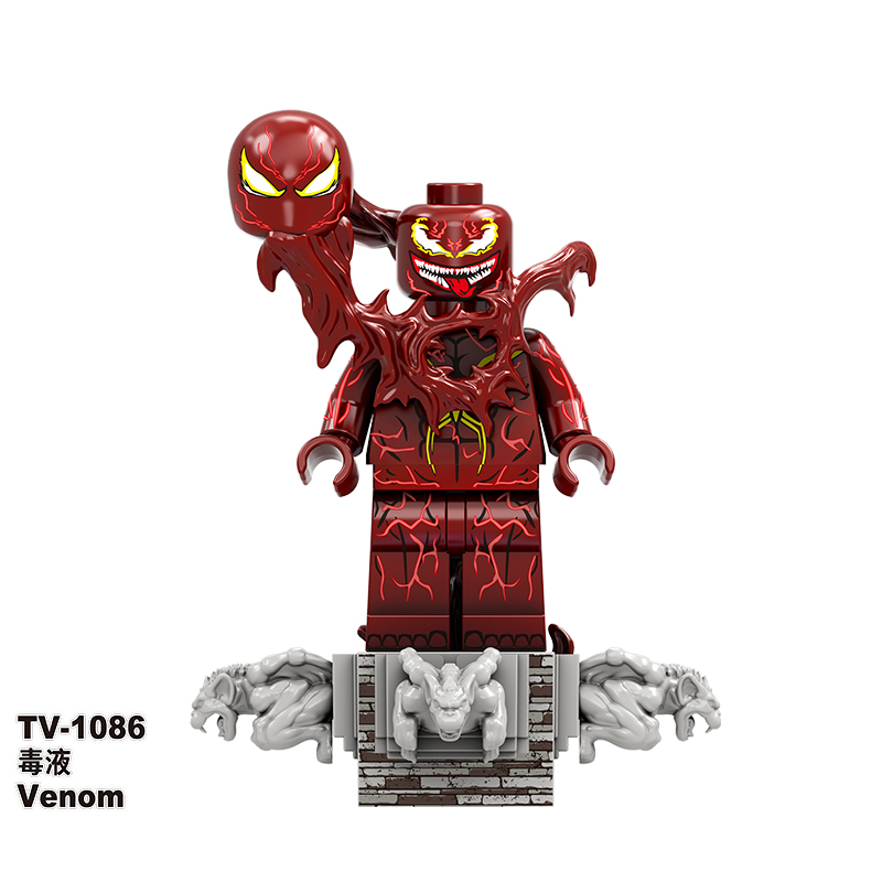 TV6210 Superhero Block Minifigures, Villain Venom Eddie Brock, Symbiotic Volume Wooden Man