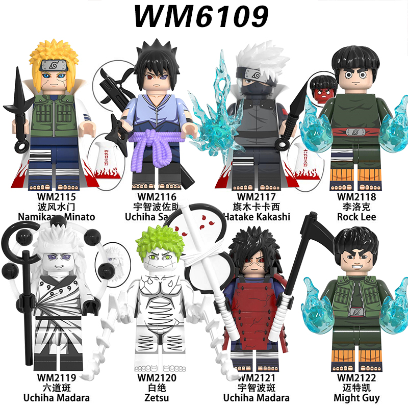 WM6109 MOC Anime Series NARUTO series minifigures,Namikaze Minato Zetsu Uchiha Sasuke Hatake Kakashi Rock Lee，building blocks compatible with Lego
