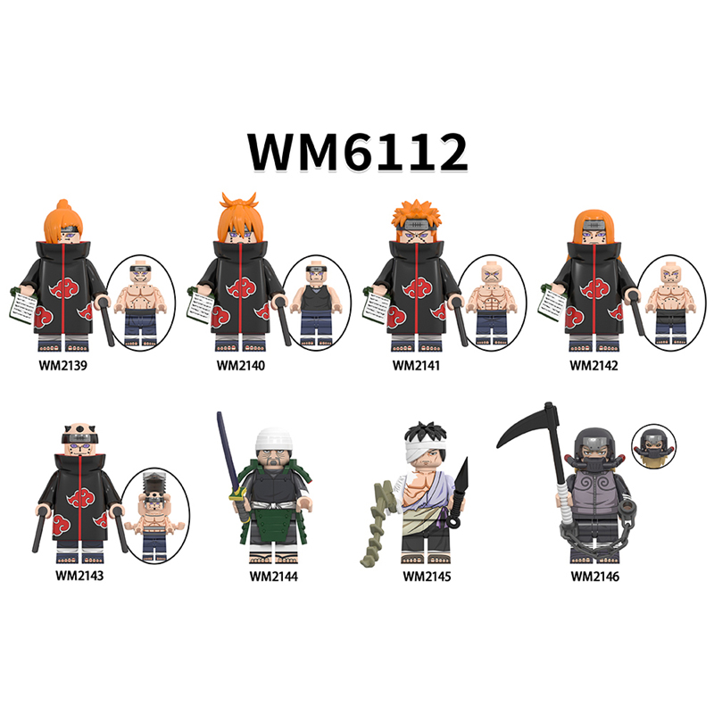 WM6112 MOC Anime Series NARUTO series minifigures，Payne, Mifune, Shimura Danzo, Salamander Hanzo,building blocks compatible with Lego