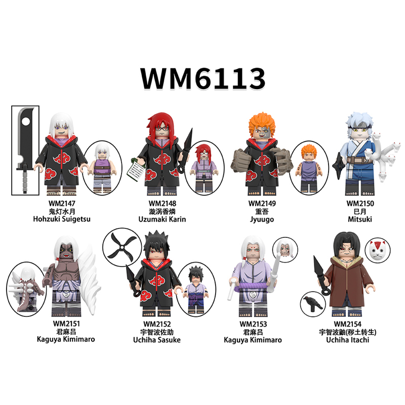 WM6113 MOC Anime Series NARUTO series minifigures,Hozuki Suigetsu, Uchiha Sasuke, Kaguya Kimimaro,jyuugo,building blocks compatible with Lego