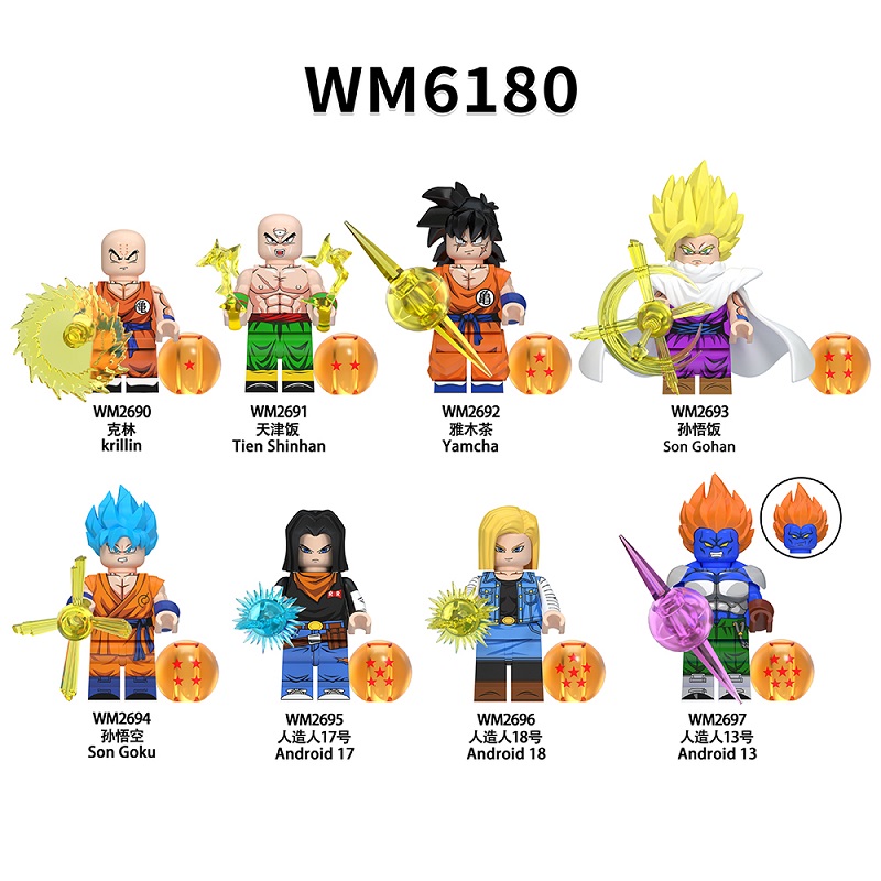 MOC Minifigures WM6180  Dragon Ball,  Son Goku ,Android 17 ,Krillin Tien shinhan,Yamcha,Son Gohan,Building Block Mini figure  Assembling Toy Building Blocks Bricks Toys For Kids gifts