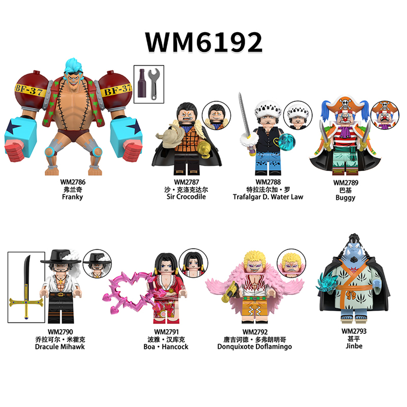 MOC Minifigures WM6192 One Piece Franky ,Sircro codile,Trafalgar D Water law ,Buggy,Dracule Mihawk,Boa Hancock,Usopp ,Building Block Mini figure  Assembling Toy Building Blocks Bricks Toys For Kids gifts